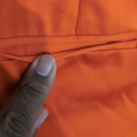 Loulou Diamond| Bright Orange Tapered Front Zippered Pants Cotton Blend - Picture 4 of 12